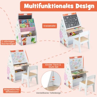 Costway Σετ Παιδικό Τραπέζι & Καρέκλα με Μαγνητικό Πίνακα & Βιβλιοθ... Costway Σετ Παιδικό Τραπέζι & Καρέκλα με Μαγνητικό Πίνακα & Βιβλιοθ...