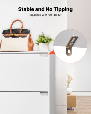 VEVOR Λευκή Ντουλάπα Παπουτσιών 3 Ανακλινόμενων Συρταριών με Σύστημ...