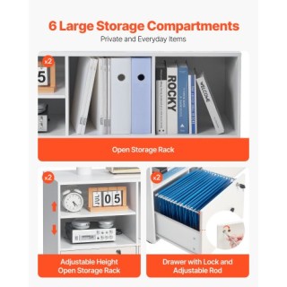 VEVOR Κινητό Ξύλινο Ντουλάπι Αρχειοθέτησης 108 x 40 x 73.2 cm με Ρυ...