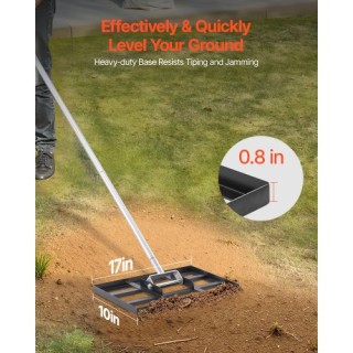 VEVOR Ράβδος Εξομάλυνσης Γκαζόν 10x17in με Ρυθμιζόμενη Λαβή 78in CP...
