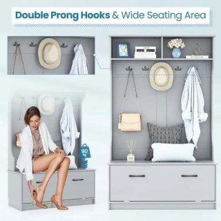 Γκρίζια Γκαρνταρόμπα με Πάγκο και 5 Διπλά Κρεμάστρες 100 x 40 x 160...