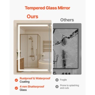 VEVOR Φωτιζόμενο Ντουλάπι Φαρμάκων με HD Καθρέφτη 3 Χρωμάτων 60x80 ...