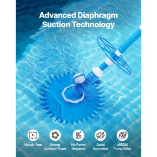 VEVOR Αυτόματη Σκούπα Πισίνας με Αναρρόφηση για Πισίνες έως 609.6 x...