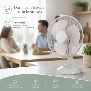 BAKAJI Αυτόνομος Επιτραπέζιος Ανεμιστήρας Χρώματος Άμμου, Ισχύς 45W...