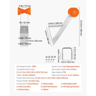 VEVOR Βάση Βαρούλκου Βάρκας με Ρολό για Ποστ 51-76 mm CYJPZJZJZ000F...