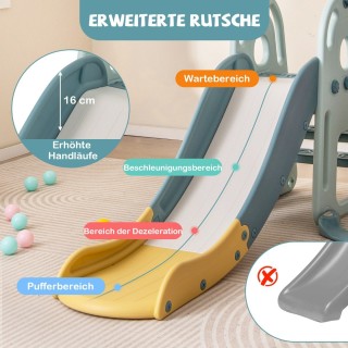 Costway  4-σε-1 Σετ Τσουλήθρας και Κούνιας για Παιδιά με Μπασκέτα κ...