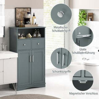 Costway Ντουλάπι μπάνιου με 2 συρτάρια & 2 πόρτες & ρυθμιζόμενο ράφ...