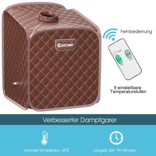 Costway  Φορητή Σάουνα Ατμού με Ρυθμιζόμενη Θερμοκρασία και Αξεσουά...