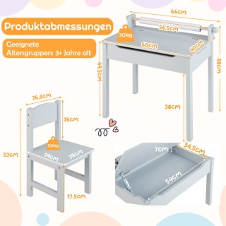 Costway Παιδικό Τραπέζι με Καρέκλα Αισθητηριακό Σετ Γκρι 60 x 40 x... Costway Παιδικό Τραπέζι με Καρέκλα Αισθητηριακό Σετ Γκρι 60 x 40 x...