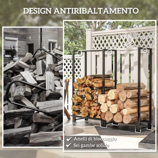 Outsunny  Φορητή Ξυλοθήκη για Τζάκι με 2 Τμήματα από Ατσάλι με 6 Πό...