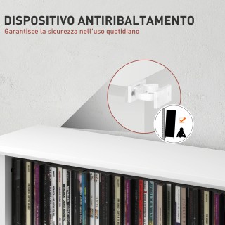 HOMCOM Ράφι CD με 6 Ρυθμιζόμενα Ράφια, Χωρητικότητα 360 CD/185 DVD,...