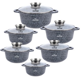 Σετ Μαγειρικά Σκεύη - Κατσαρόλες 12 τεμάχια Γκρι ZILNER ZL-8318 Σετ Μαγειρικά Σκεύη - Κατσαρόλες 12 τεμάχια Γκρι ZILNER ZL-8318
