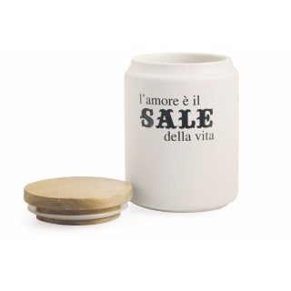 Villa DEste  Βαζάκι αλατιού 900 ml σε κεραμικό με ξύλινο καπάκι Ide...