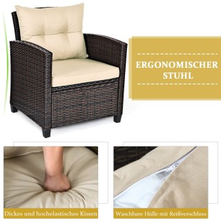 Costway Σετ Έπιπλα Rattan 3 Τεμαχίων για Κήπο ή Βεράντα με Μαξιλάρ... Costway Σετ Έπιπλα Rattan 3 Τεμαχίων για Κήπο ή Βεράντα με Μαξιλάρ...