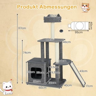 Costway Μικρός Γατόδεντρο με Σπηλιά και Κολώνες και Ράμπα και Μπάλα... Costway Μικρός Γατόδεντρο με Σπηλιά και Κολώνες και Ράμπα και Μπάλα...