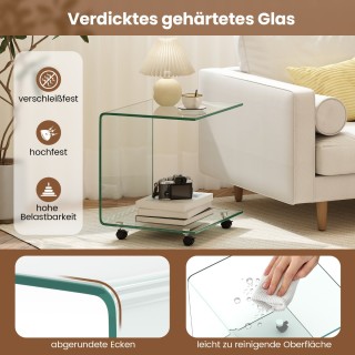 Costway Διάφανο Πλαϊνό Τραπέζι C-Σχήμα με Τροχούς από Σκληρυμένο Γυ... Costway Διάφανο Πλαϊνό Τραπέζι C-Σχήμα με Τροχούς από Σκληρυμένο Γυ...