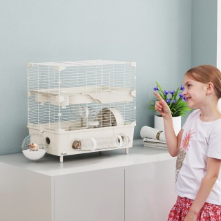 PawHut Διώροφη Κλουβί Χάμστερ με Ρόδα και Σωλήνες, 44.5x28x44 εκ, Κ... PawHut Διώροφη Κλουβί Χάμστερ με Ρόδα και Σωλήνες, 44.5x28x44 εκ, Κ...