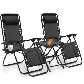 BAKAJI  Σετ 2 Καρέκλες Ξαπλώστρες Μηδενικής Βαρύτητας Ανακλινόμενες...