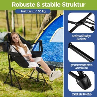 Costway Πτυσσόμενη Καρέκλα Κατασκήνωσης με Ρυθμιζόμενη Πλάτη και Απ... Costway Πτυσσόμενη Καρέκλα Κατασκήνωσης με Ρυθμιζόμενη Πλάτη και Απ...