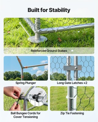 VEVOR Μεταλλικό Κοτέτσι 3x1x2μ με Αδιάβροχο Κάλυμμα και Στιβαρή Κατ...