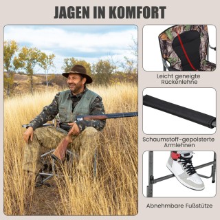 Costway Πτυσσόμενη ψηλή καρέκλα κυνηγιού Ανθεκτική υπερμεγέθης καρέ...