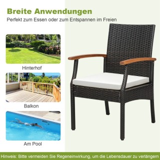 Costway  Σετ Δύο Ψάθινων Καρεκλών Βεράντας με Μαξιλάρια για Άνεση κ...