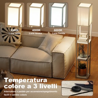 HOMCOM Λάμπα Δαπέδου με Ράφια, Ρυθμιζόμενο Φωτισμό, Πεντάλ Διακόπτη... HOMCOM Λάμπα Δαπέδου με Ράφια, Ρυθμιζόμενο Φωτισμό, Πεντάλ Διακόπτη...