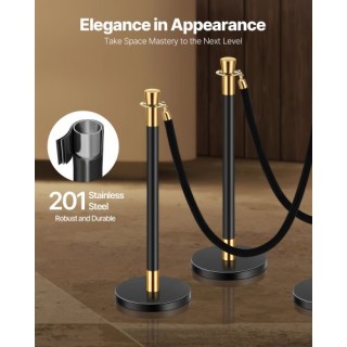 VEVOR Σετ 6 Στύλων με 4 Μαύρα Βελούδινα Σχοινιά και Βάση Άμμου GTGL...