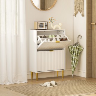 HOMCOM Λεπτή παπουτσοθήκη για 12 ζευγάρια παπούτσια με 2 ανακλινόμε...