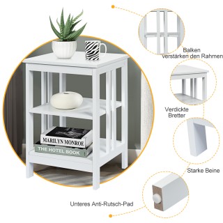 Costway  Πολυλειτουργικό Κομοδίνο/Βοηθητικό Τραπέζι με 3 Ράφια και ...