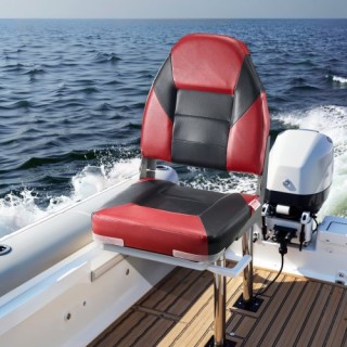 VEVOR Πτυσσόμενο Κάθισμα Σκάφους Υψηλής Στήριξης Μαύρο & Κόκκινο ZD...