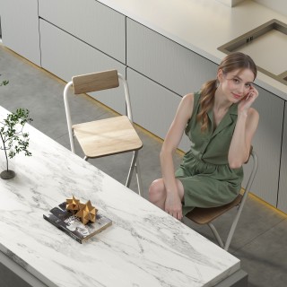 HOMCOM Σετ 2 Πτυσσόμενα Σκαμπό Μπαρ με Υποπόδιο, από Ξύλο και Ατσάλ...