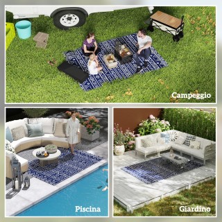 Outsunny Αναστρέψιμο Εξωτερικό Χαλί Γεωμετρικού Στυλ με Τσάντα Μετα...