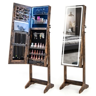 Costway Ελεύθερη Κοσμηματοθήκη με Καθρέφτη και LED Φωτισμό - Ιδανι... Costway Ελεύθερη Κοσμηματοθήκη με Καθρέφτη και LED Φωτισμό - Ιδανι...