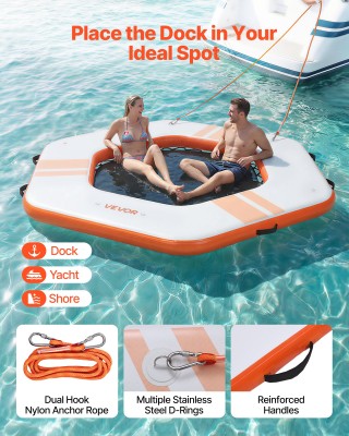 VEVOR Φουσκωτή Πλωτή Πλατφόρμα 2,6x2,6μ με Αντιολισθητική Επιφάνεια...