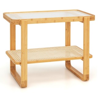 Costway Πολυλειτουργικό Τραπεζάκι Μπαμπού με Γυάλινη Επιφάνεια και... Costway Πολυλειτουργικό Τραπεζάκι Μπαμπού με Γυάλινη Επιφάνεια και...