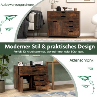 Costway Κινητό Αρχειοθήκη με 5 Συρτάρια και Ντουλάπι για Γραφείο σε...