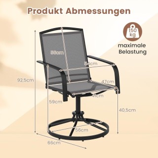 Costway Σετ 2 Περιστρεφόμενες Γκρι Καρέκλες Κήπου με Αδιάβροχο Ύφασ... Costway Σετ 2 Περιστρεφόμενες Γκρι Καρέκλες Κήπου με Αδιάβροχο Ύφασ...