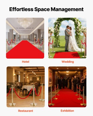 VEVOR Κόκκινες Βελούδινες Σχοινιά 1,5 μ με Χρυσούς Γάντζους για Πλή...