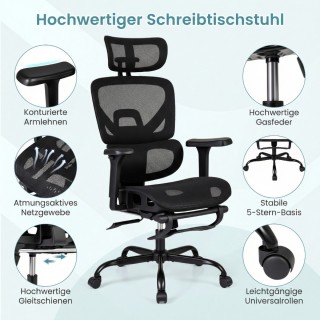 Costway Περιστρεφόμενη & Τροχήλατη Καρέκλα Γραφείου Με Ψηλή Πλάτη, ...