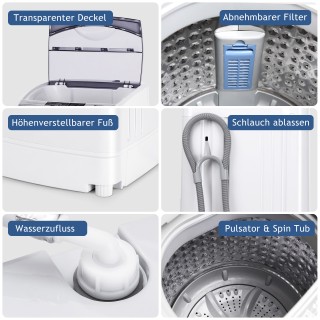 Costway Πλυντήριο Ρούχων 4,5KG Toplader με Οθόνη 310W FP10565DE