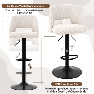 Costway Περιστρεφόμενα Σκαμπό Μπαρ με Ρυθμιζόμενο Ύψος και Πλάτη απ...