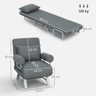 HOMCOM 3 σε 1 Πολυθρόνα-Κρεβάτι με Ρυθμιζόμενη Πλάτη σε 5 Επίπεδα, ... HOMCOM 3 σε 1 Πολυθρόνα-Κρεβάτι με Ρυθμιζόμενη Πλάτη σε 5 Επίπεδα, ...