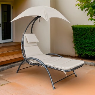 BAKAJI Ξαπλώστρα Παραλίας με Ομπρέλα Αιώρα Κήπου Ατσάλι Μπεζ 02842178 BAKAJI Ξαπλώστρα Παραλίας με Ομπρέλα Αιώρα Κήπου Ατσάλι Μπεζ 02842178