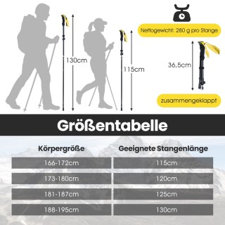 Costway Πτυσσόμενα Μπατόν Πεζοπορίας με Γρήγορο Κλείσιμο για Ύψος 1...