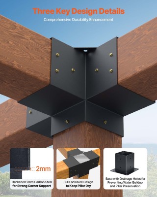 VEVOR Σετ 2 τμχ Γωνιακών Συνδέσμων για Περγολές και Ξύλινα Δοκάρια ...