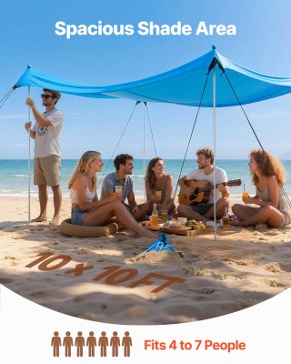 VEVOR Σκηνή Παραλίας με Προστασία UPF50+, Ύψος 2μ, Διαστάσεις 3x3μ,...