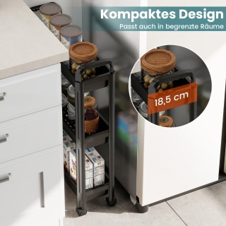 Costway Στενό τροχήλατο ραφάκι 3 επιπέδων με λαβές για κουζίνα και ... Costway Στενό τροχήλατο ραφάκι 3 επιπέδων με λαβές για κουζίνα και ...