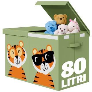 BAKAJI Πτυσσόμενο Κουτί Αποθήκευσης Παιχνιδιών με Ζωάκια Διπλό 80L ...