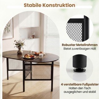 Costway Πτυσσόμενο οβάλ τραπέζι τραπεζαρίας για 6-8 άτομα, καφέ KC5...